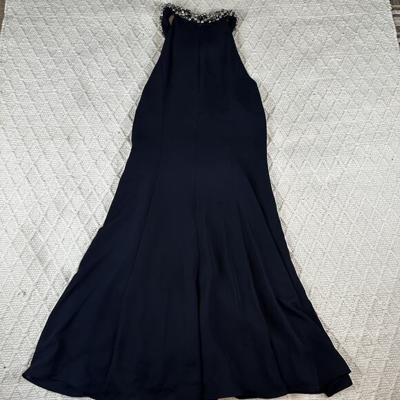 Calvin Klein Women's Navy Blue Halter Dress Size 4 Beaded Neck Cocktail NWT - Picture 5 of 8